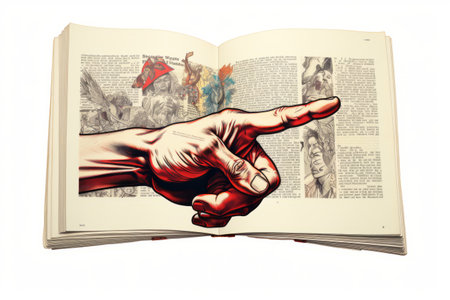 The Power of Pointing: A Captivating Collage of Arms and Finger in an Artwork Magazineの素材