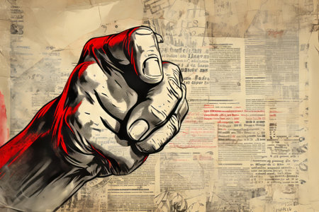 The Alluring Composition: Arms Pointing, Fingers Guiding - An Intriguing Collage Picture in Artworkの素材