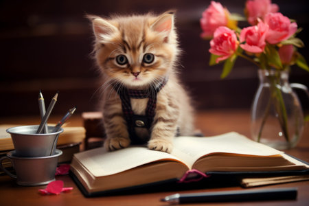 Back to School Adventures: Unleash Your Cuteness with Kittens and Notebooksの素材