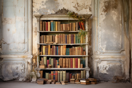 The Forgotten Library: Exploring an Antique Bookcase in an Abandoned Mansion (AR 3:2)の素材