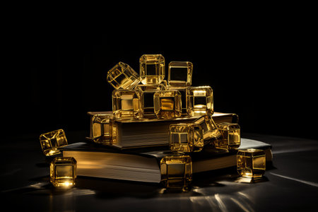 Exploring the Riches Within: Unveiling the Fusion of Books and Gold Cubesの素材