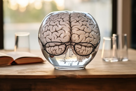 Glasses on the Table: A Double Exposure of Brain Drawings -AR 3:2の素材
