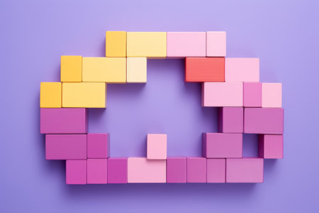 Building Bridges: Exploring Connections, Relationships, and Deals with Colorful Blocks on a Vibrantの素材