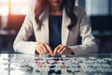 Unlocking Success: The Power of a Businesswomans Puzzling Connectionsの素材