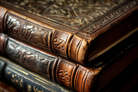 Vintage Elegance Unveiled: Exploring the Intricate Bindings of Old Books [Artistic Capture in 3:2 Asの素材