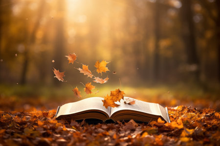 The Enchanting Tapestry of Autumn: A Love Letter to Books and Natureの素材