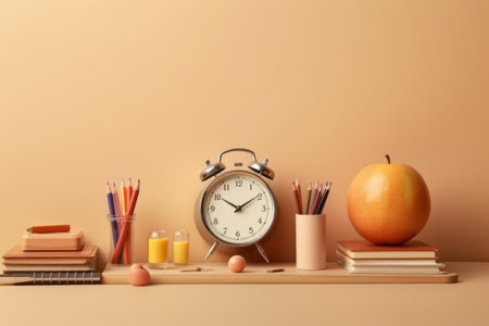Classroom Essentials: An Aesthetic Arrangement on Beige Backgroundの素材