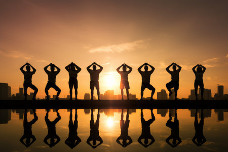 Synergy in the Sunset: Silhouette Employees Unite to Triumph Togetherの素材
