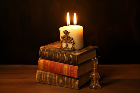 The Enlightening Charm: Unveiling the Concept of Knowledge through a Vintage Book Candleの素材