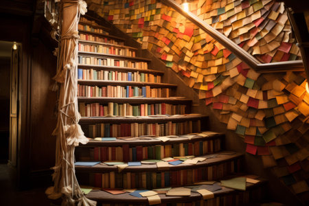 Artistic Brilliance: Handcrafted Paper Book Staircaseの素材