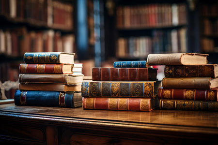 A Plethora of Literature Adorns Library Tables: An Array of Books Await Exploration â AR 3:2の素材