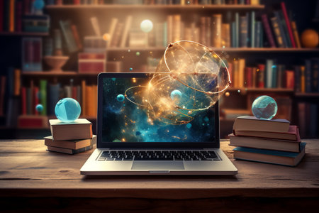 The Futuristic Intersection of Technology and Knowledge: Exploring the E-Book Library Concept with Lの素材