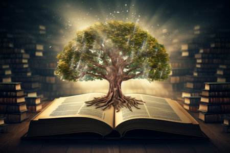 Growth and Learning: The Tree of Knowledge Unveiled in the Library of Wisdomの素材