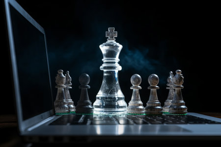 Emerging from the Shadows: White King Chess Enters the Digital Realm, Pioneering Cybersecurity, Machの素材