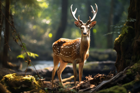 Capturing the Graceful Elegance of Wild Indian Spotted Deerの素材