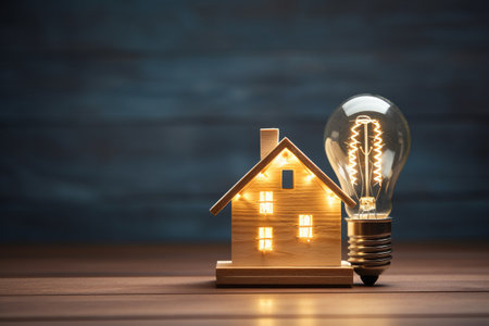 Bringing Illumination to the Construction Industry: Wood House with a Creative Light Bulb Idea for Sの素材