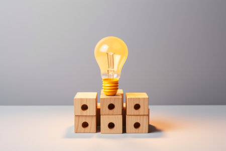 Luminous Wooden Cubes: Illuminating Creative Idea Network, Innovations, and Solutions with Ample Copの素材