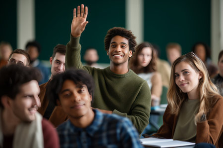 An Exceptional Learning Environment: A Handsome, Smart Male Student Engages in Dynamic Discussions wの素材