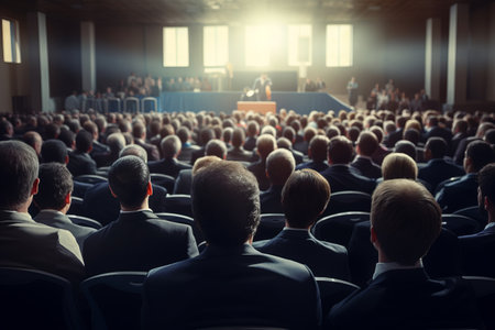 Empowering Success: Engaging Speaker at Business Convention Inspires a Captivated Audience in Conferの素材