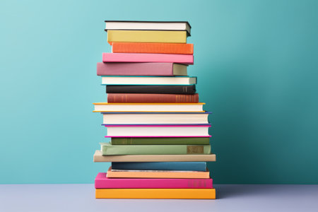 A Vibrant Stack of Colorful Books: A Captivating Canvas for Words - AR 3:2の素材