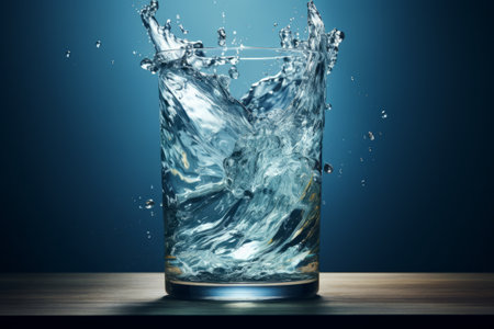 Aquatic Elegance: Exploring the Tranquil Depths of a Glass of Water --ar 3:2の素材