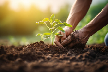 The Skilled Hands of an Expert Farmer: Assessing Soil Health for Optimal Vegetable and Plant Seedlinの素材