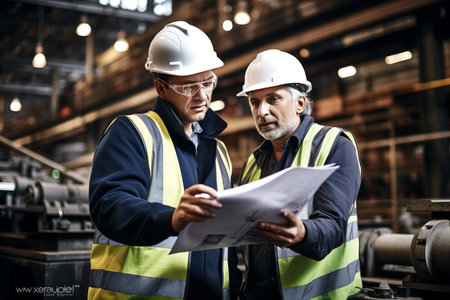 Empowering Precision: A Manager and Engineer Unite to Review Blueprints in a Cutting-Edge Steel Factの素材