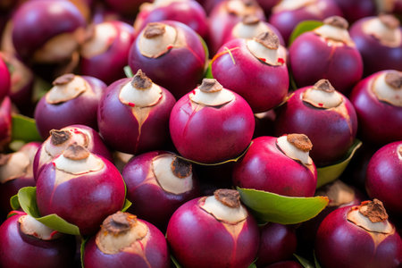 Exploring the Bountiful Sales of Mangosteen: Thailands Tropical Fruit Market Flourishes with 3:2 ARの素材