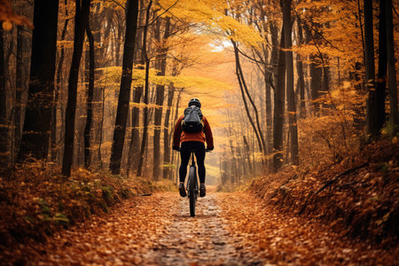 Autumn Splendor: A Cyclists Journey through the Forestの素材