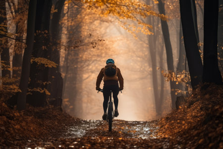 Autumn Bliss: A Cyclists Journey through the Enchanting Forestの素材
