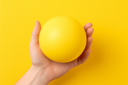 Squeezing Away Stress: Vibrant Yellow Stress Ball Isolation - ar 3:2の素材