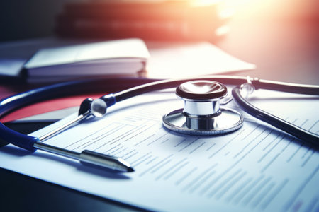 Unveiling the Significance: Filling Medical Form, Document, and Stethoscope â AR 3:2の素材