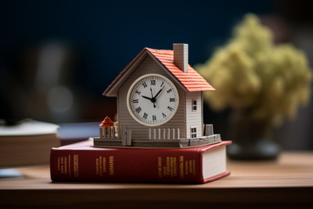 Immersive Home Experience: A Stunning Cardboard Model with Book and Alarm Clock amidst a Dreamy Blurの素材