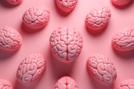 Pink Background Reveals Intricate 3D Rendering of Human Brains: A Captivating Anatomical Model Patteの素材