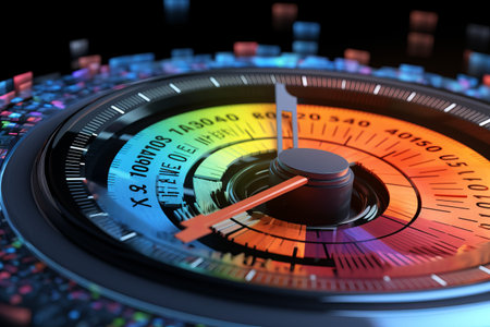Unveiling the Power of Knowledge: Data Analysis Insights in 3D Speedometer Illustrationの素材