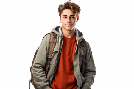 Adventurous Young Student Embracing Knowledge: Exploring the World with a Backpack - AR 3:2の素材