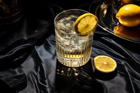 Lemon-infused Elegance: Captivating Highball Glass Flat Lay Photographyの素材