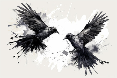 The Mysterious Encounter of Two Grey and Black Birds in AR 3:2の素材