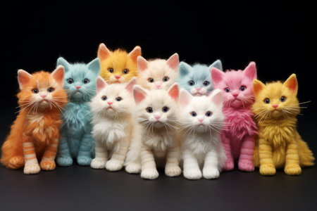 Vibrant Array of Colorful Kittens captured in 3:2 Aspect Ratioの素材