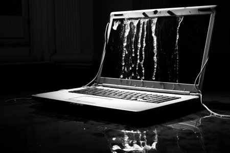Laptop Chic: Unveiling the Sleek Black and White AR 3:2 Deviceの素材