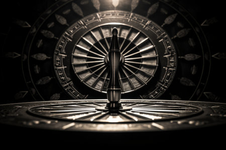 Classic Contrast: Unveiling the Black and White Dartboard in a 3:2 Aspect Ratioの素材