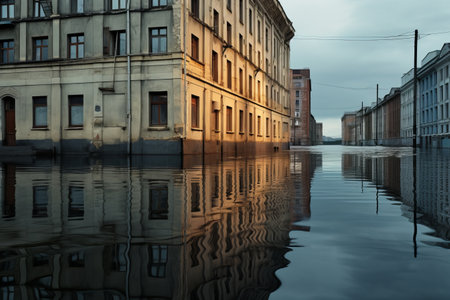 A Serene Oasis: Capturing the Endless Harmony between a Building and its Blissful Body of Water (3:2の素材