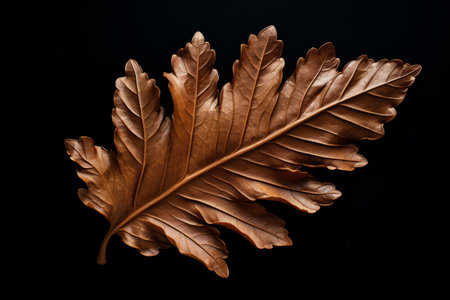 Falling Beauty: The Brown Leaf on Black Surface --ar 3:2の素材