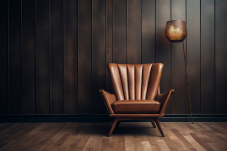 Sophisticated Simplicity: A Stunning Brown Wooden Armchair Gracefully Complements the Brown Wooden Fの素材