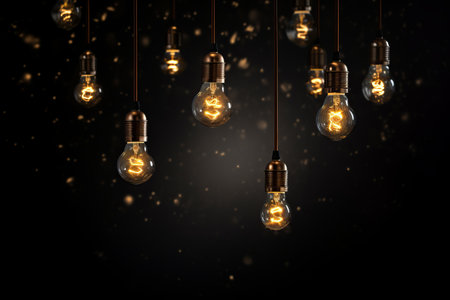Illuminating the Darkness: Captivating Bulb Lights in a Dark Room (AR 3:2)の素材