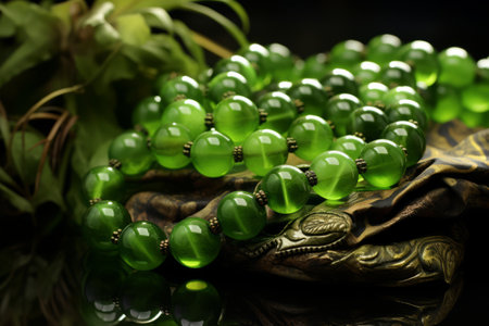 The Vibrant Charm of a Bunch of Green Beads: Captivating in a 3:2 Ratioの素材