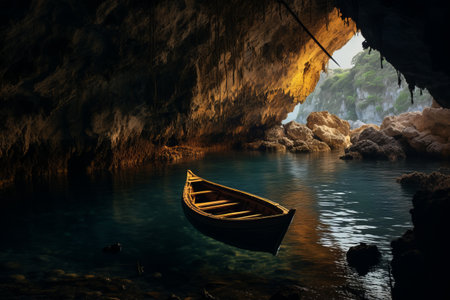 Mystical Cave Oasis: Discovering Secrets in the Shimmering Watersの素材