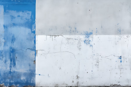 Captivating Fusion: The Boldness of Blue and Serenity of White on a Concrete Wallの素材