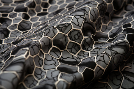 Stunning Gray and Black Hive Printed Textile: A Perfect Balance of Elegance and Edgeの素材
