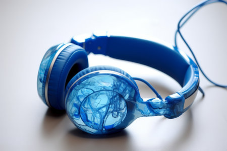 Immerse Yourself in Audio Bliss with the Futuristic Blue -ar 3:2 Headphoneの素材